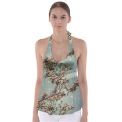 Dreamy Nature Motif Tie Back Tankini Top