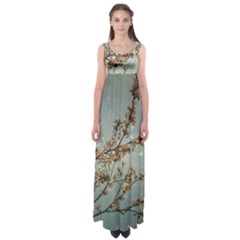 Dreamy Nature Motif Empire Waist Maxi Dress