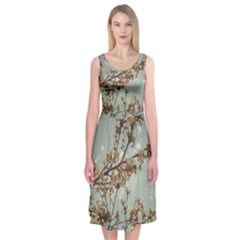 Dreamy Nature Motif Midi Sleeveless Dress