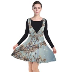 Dreamy Nature Motif Plunge Pinafore Dress