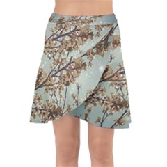 Dreamy Nature Motif Wrap Front Skirt