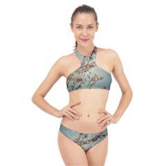 Dreamy Nature Motif High Neck Bikini Set