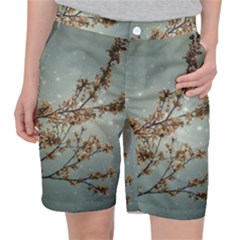 Dreamy Nature Motif Women s Pocket Shorts