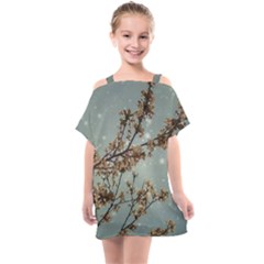 Dreamy Nature Motif Kids  One Piece Chiffon Dress by dflcprintsclothing