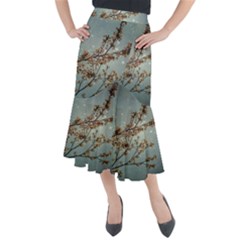 Dreamy Nature Motif Midi Mermaid Skirt