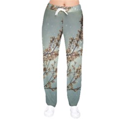 Dreamy Nature Motif Women Velvet Drawstring Pants