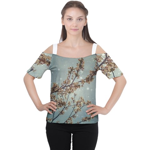 Dreamy Nature Motif Cutout Shoulder T-shirt by dflcprintsclothing