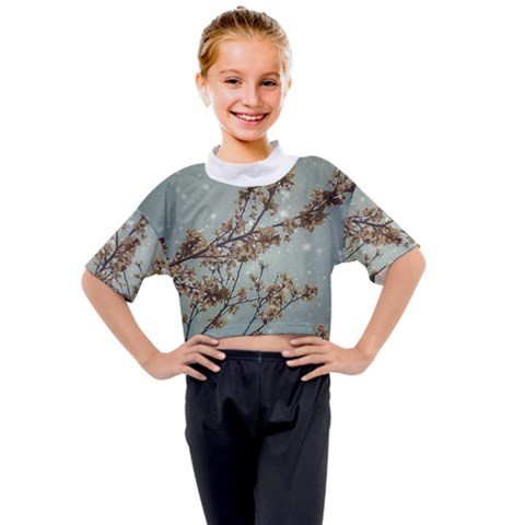 Dreamy Nature Motif Kids Mock Neck T-shirt by dflcprintsclothing