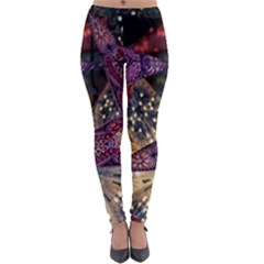 Stars Christmas Advent Lightweight Velour Leggings by Paksenen