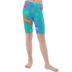 Christmas Pattern Kids  Mid Length Swim Shorts