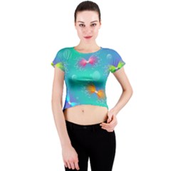 Christmas Pattern Crew Neck Crop Top