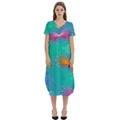 Christmas Pattern T-shirt Midi Dress With Pockets