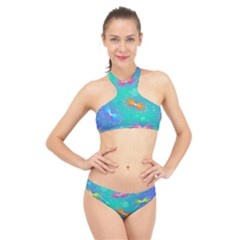 Christmas Pattern High Neck Bikini Set