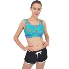 Christmas Pattern V-back Sports Bra