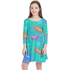 Christmas Pattern Kids  Quarter Sleeve Skater Dress