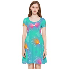 Christmas Pattern Inside Out Cap Sleeve Dress