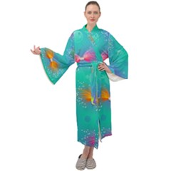 Christmas Pattern Maxi Velvet Kimono