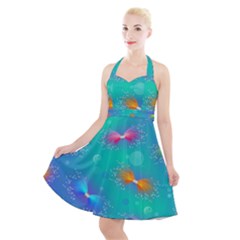 Christmas Pattern Halter Party Swing Dress 