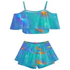 Christmas Pattern Kids  Off Shoulder Skirt Bikini