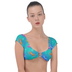 Christmas Pattern Cap Sleeve Ring Bikini Top