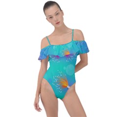 Christmas Pattern Frill Detail One Piece Swimsuit