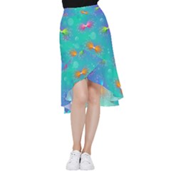 Christmas Pattern Frill Hi Low Chiffon Skirt