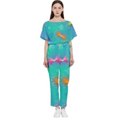 Christmas Pattern Batwing Lightweight Chiffon Jumpsuit