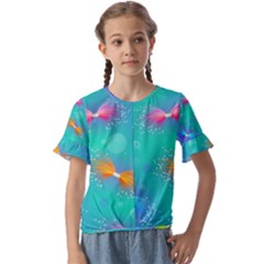 Christmas Pattern Kids  Cuff Sleeve Scrunch Bottom T-shirt