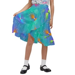 Christmas Pattern Kids  Ruffle Flared Wrap Midi Skirt