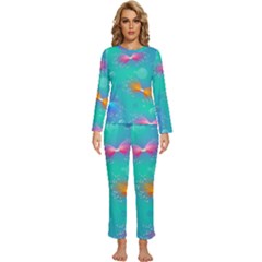 Christmas Pattern Womens  Long Sleeve Lightweight Pajamas Set