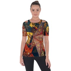 Star Lantern Lighting Shoulder Cut Out Short Sleeve Top