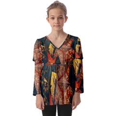 Star Lantern Lighting Kids  V Neck Casual Top