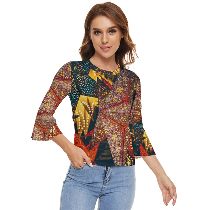 Star Lantern Lighting Bell Sleeve Top