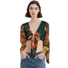 Star Lantern Lighting Trumpet Sleeve Cropped Top