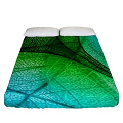 3d Leaves Texture Sheet Blue Green Fitted Sheet (california King Size)