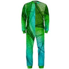 3d Leaves Texture Sheet Blue Green Onepiece Jumpsuit (men)