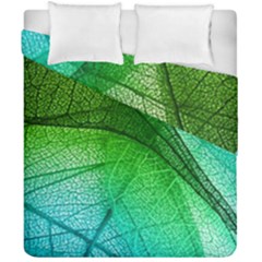 3d Leaves Texture Sheet Blue Green Duvet Cover Double Side (california King Size)