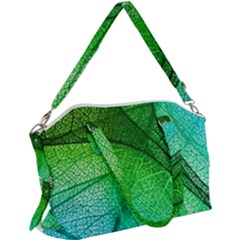 3d Leaves Texture Sheet Blue Green Canvas Crossbody Bag