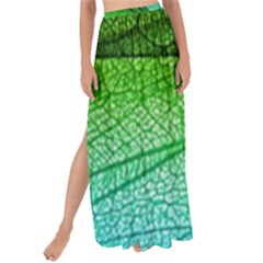 3d Leaves Texture Sheet Blue Green Maxi Chiffon Tie-up Sarong