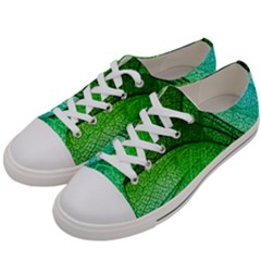 3d Leaves Texture Sheet Blue Green Women s Low Top Canvas Sneakers