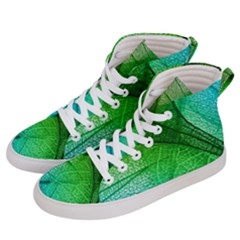 3d Leaves Texture Sheet Blue Green Men s Hi-top Skate Sneakers