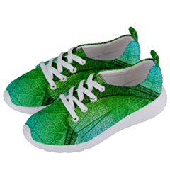 3d Leaves Texture Sheet Blue Green Women s Lightweight Sports Shoes