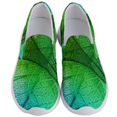 3d Leaves Texture Sheet Blue Green Men s Lightweight Slip Ons