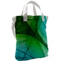 3d Leaves Texture Sheet Blue Green Canvas Messenger Bag View2