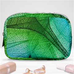 3d Leaves Texture Sheet Blue Green Make Up Pouch (small)