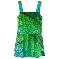 3d Leaves Texture Sheet Blue Green Kids  Layered Skirt Swimsuit