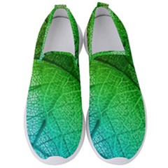 3d Leaves Texture Sheet Blue Green Men s Slip On Sneakers