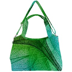 3d Leaves Texture Sheet Blue Green Double Compartment Shoulder Bag by Cemarart