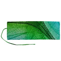 3d Leaves Texture Sheet Blue Green Roll Up Canvas Pencil Holder (m)