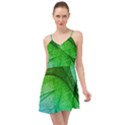 3d Leaves Texture Sheet Blue Green Summer Time Chiffon Dress View1